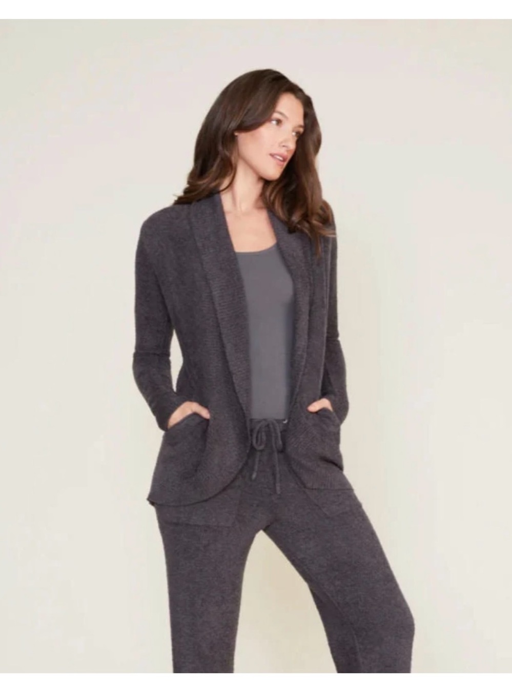 Barefoot Dreams Carbon Cozychic Circle cardi Open-Front Cardigan